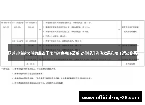 足球训练前必做的准备工作与注意事项清单 助你提升训练效果和防止运动伤害